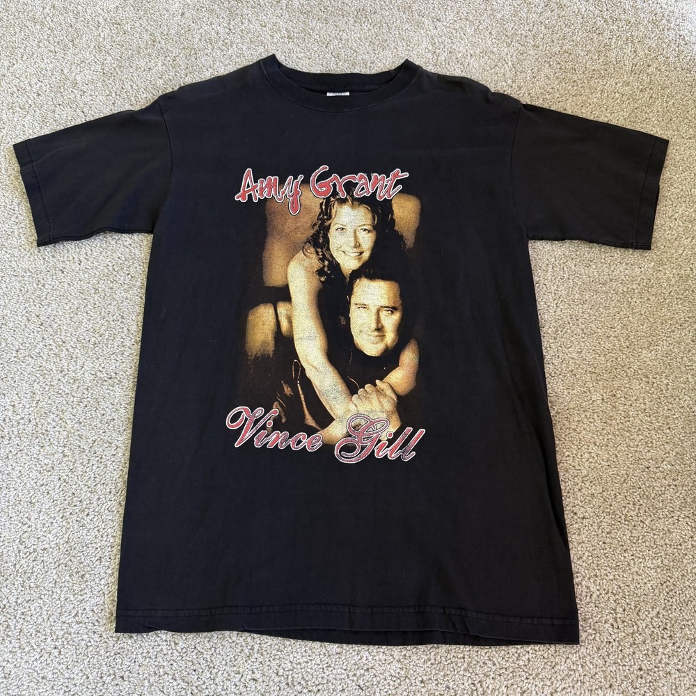 Vintage Amy Grant Vince Gill TCI Shirt Mens Large Black Tee T-Shirt Country